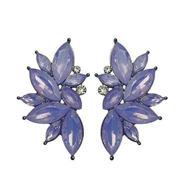 Imagem de Brincos femininos de pino com pedras coloridas largas de asas de anjo Starburst da década de 80