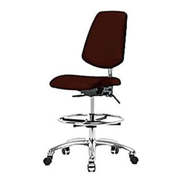 Imagem de Thomas Cadeira de vinil de altura média 1163U78 Cleanroom com encosto médio, base cromada, com inclinação, sem braços, sem anel de pé, rodízios cromados, vinho