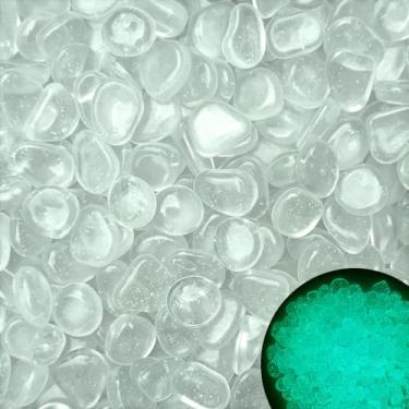 Imagem de Pedras que brilham, 200 peças de pedras brilhantes, pedras que brilham no escuro para decoração ao ar livre, jardim gramado, seixos luminosos para paisagismo, caminho de passarela, rochas de aquário