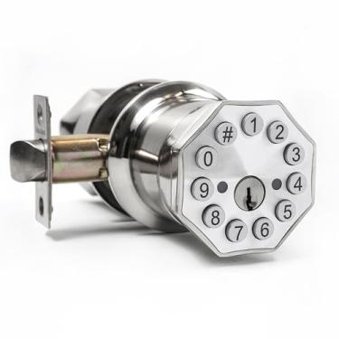 Imagem de Maçaneta de porta com teclado e chave, fechadura de porta de entrada sem chave, desbloqueio digital inteligente por senha/chaves/backuplock USB, maçaneta eletrônica para casa, quarto, apartamento,