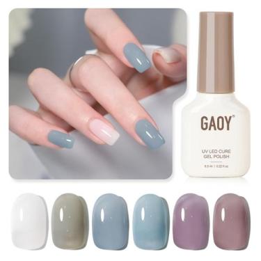Imagem de Gel Esmalte GAOY Mizzle Jelly - Cores: Branco, Azul, Cinza e Roxo
