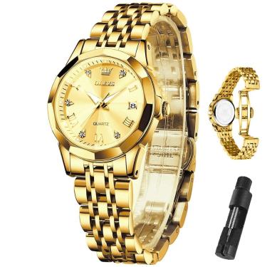 Imagem de Relógio OLEVS Gold em aço inoxidável impermeável para mulheres