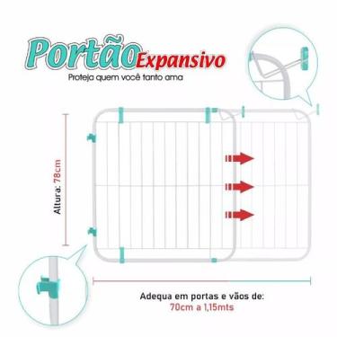 Imagem de Grade Proteção Portão Criança Cão Pet Bebe Expansivo 70 A 115 cm - Pet