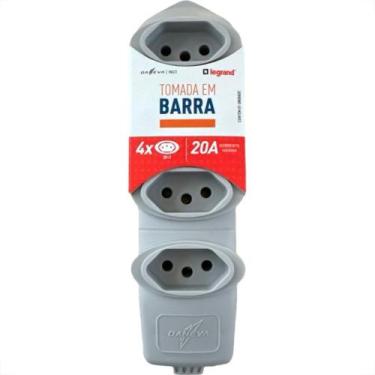 Imagem de Tomada Barra Daneva Desmontavel 2 Polos + Terra 20A. 4 Tomadas Cinza