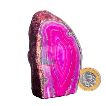 Imagem de 01 Geodo de Ágata Rosa  350 a 400g 7 a 12cm Classe B - Varejo