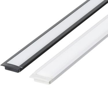 Imagem de Kit 10 Perfil de Led Reforçado Embutir 24x7mm Barra 3m para Fita de Led Pasilux