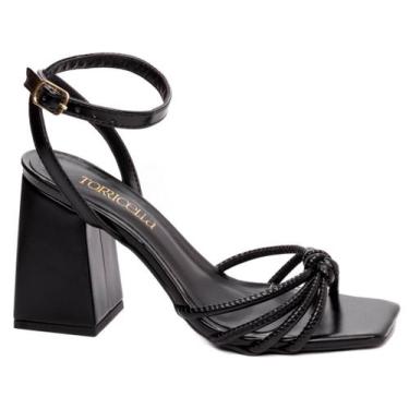 Imagem de Sandália Barbie Cores Salto Bloco 9 cm Festa Elegante Sexy Confortável