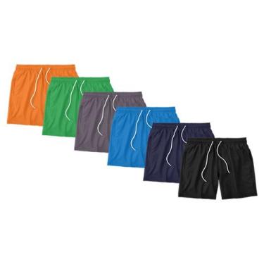 Imagem de Kit 6 Shorts Masculino Liso Básico Bermuda Tactel Água Praia Treino Ac