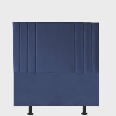 Imagem de Cabeceira Estofada Grécia 120cm Viúva Solteirão Para Cama Box Quarto Suede Azul Marinho - Ahz Móveis