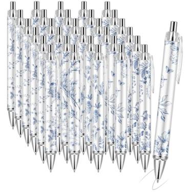 Imagem de Canetas com versículo bíblico, conjunto de canetas cristãs, canetas esferográficas cristãs para escola, escritório, igreja (porcelana azul e branca, 30)