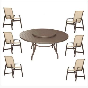Imagem de Conjunto Sevilha com Mesa Giratória 1,40m + 6 Cadeiras Piscina Jardim Jantar - Nossa Kasa