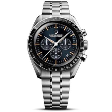 Imagem de Relógio de pulso masculino Pagani Design 1701 Resistente à água até 100 metros, com cronógrafo, movimento de quartzo japonês VK63, pulseira de aço inoxidável, vidro de safira