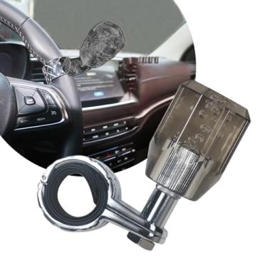 Imagem de EOHMAK Puxador giratório de volante de carro bola de reforço de volante de cristal acrílico manípulo giratório para carros tratores caminhões acessórios de carro (cinza)
