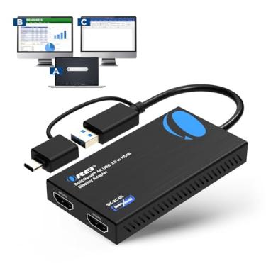 Imagem de OREI SplitExtend Divisor HDMI 4K Display estendido para monitor duplo - tela multimonitor 3 telas separadas - Adaptador USB A e USB-C para HDMI 2.0, 4K @60hz, driver DisplayLink MacOS, Windows