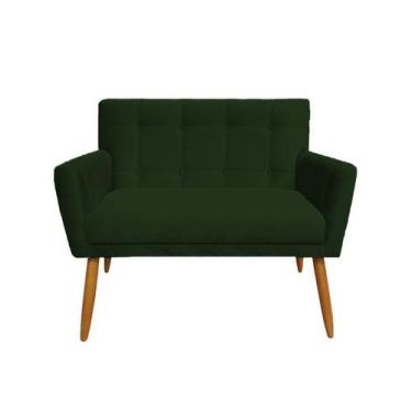 Imagem de Namoradeira Decorativa Onix Suede Verde 2 Lugares Pés Madeira Ms Decor