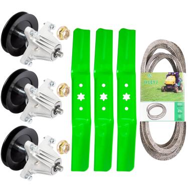 Imagem de Kit de reconstrução de deck de 137.2 cm para MTD Cra ftsman Cub Ca det RZT-L54 RZT-S54 XT1-GT54 XT1-ST54 G8600 G8400 Z6900, 3 eixos 618-06978 918-000 6978, 3 lâminas 742-05056, 942-05056, 1 Be lt