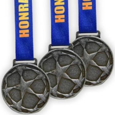 Imagem de Kit 5 Medalhas, Medalha Personalizada Honra ao Mérito, Metal 55mm, com