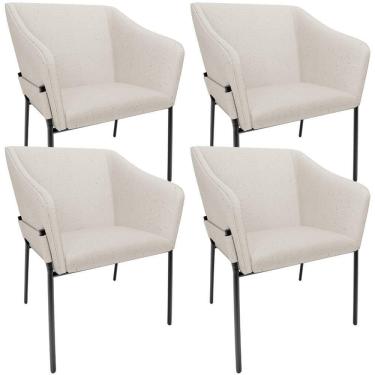 Imagem de Kit 4 Cadeiras Para Sala De Jantar Estar Living Olívia L02 Linho Cru