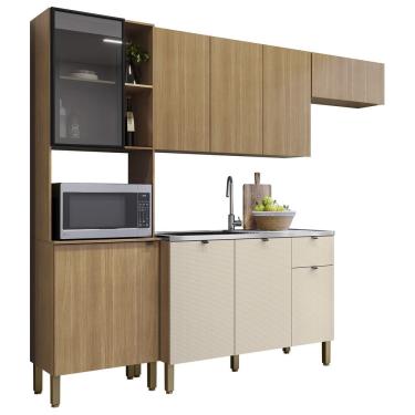 Imagem de Cozinha Compacta Balcão Com Pia 120cm Laura Plus Freijó/Soft Z06 - Mpozenato