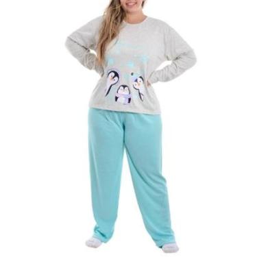 Imagem de Pijama de Inverno Plus Size Feminino Canelado Victory-Feminino