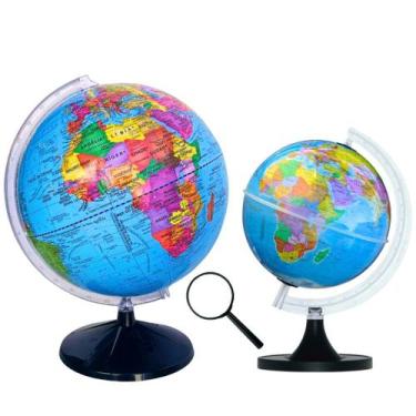 Imagem de Globo Terrestre Político Escolar + Gênio S/L + Lupa - Giratório - Libr