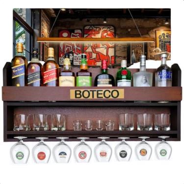 Imagem de Bar Barzinho Suspenso De Parede Adega Vinhos Bebidas 100x45cm Tabaco Fosco