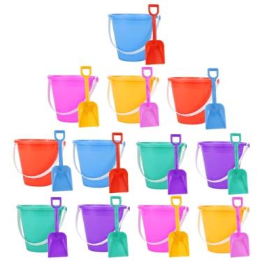 Imagem de Holady 12 Pack 5'' Inch Sand Beach Buckets Pail with Beach Shovels,Sand Bucket Water Bucket for Beach Fun Great Summer Party Accessory