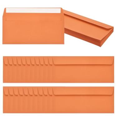 Imagem de PATIKIL Pacote com 24 envelopes comerciais laranja nº 10, envelopes coloridos autoselados tamanho carta para convites de escritório de correspondência, 10 x 23 cm