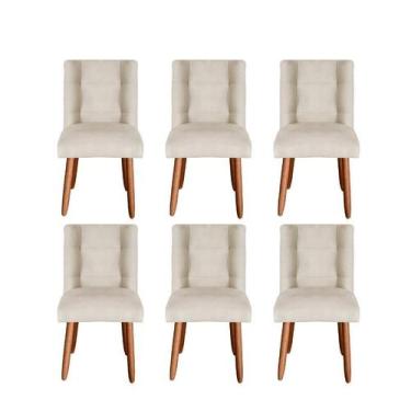 Imagem de Kit 6 Cadeiras Sala de Jantar Cozinha Estofada Paris Reforçada Suede -