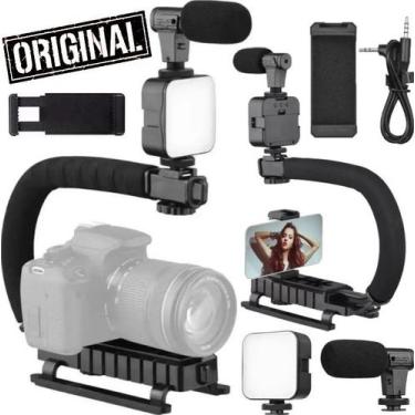 Imagem de Estabilizador Steadicam Para Câmera Celular + Luz Led Microfone Gravaç
