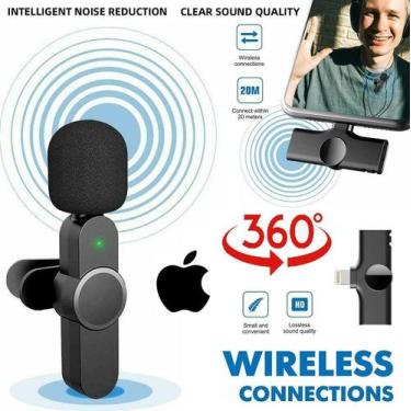 Imagem de Microfone Sem Fio Lapela Para Ios Smartphone Gravar Vídeo no Celular W