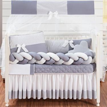 Imagem de Jogo enxoval do doce bebê trançado azul e rosa com lençol de algodão 1