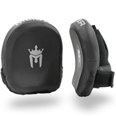 Imagem de Meister Luvas de alvo acolchoadas com armadura 3D - Almofadas de micro foco curvas para boxe e MMA, preto