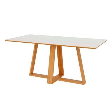 Imagem de Mesa de Jantar Retangular com Tampo de MDF Kessy 100% MDF Off White e Freijó 180 cm