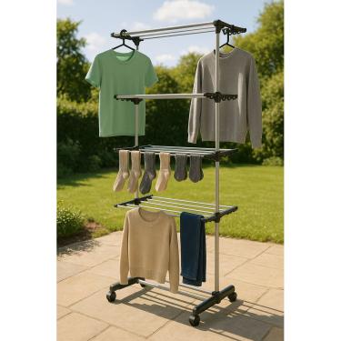 Imagem de Varal De Roupa Dobrável Vertical Com Rodinhas - Jolitex - Elevare