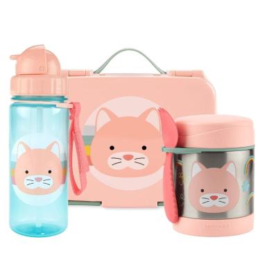 Imagem de Kit Passeio com Garrafa, Bento Box e Pote Térmico com Talher Zoo Gatinha - Skip Hop