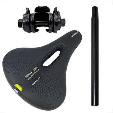 Imagem de Banco Selim SHIVER Confortável Vazado Largo Bicicleta hemorroida + Canote 27.2mm + Castanha carrinho