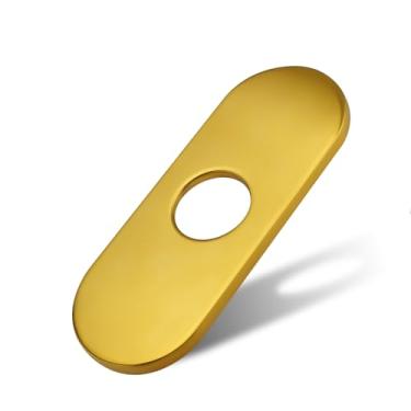 Imagem de Placa de deck de 15 cm Escudo de torneira de pia de banheiro, tampa de furo para torneiras de cozinha de banheiro Placa de torneira de aço inoxidável, ouro escovado