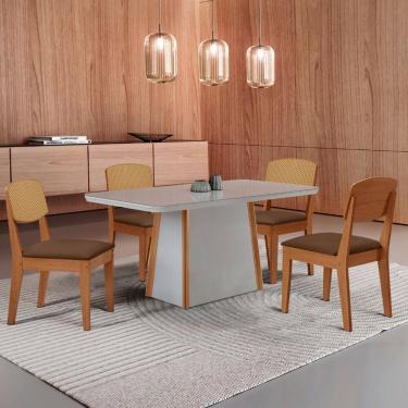 Imagem de Mesa de Jantar Diane 120cm Tampo MDF Vidro com 4 Cadeiras Copper Premium Moderna Mobília