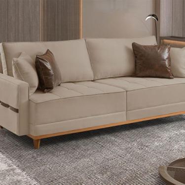 Imagem de Sofá Fixo 4 Lugares M-203 2,20m Molas Bonnel Almofadas Soltas Linho Es