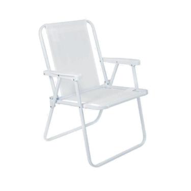 Imagem de Cadeira De Praia Alta Em Aço 110 Kg Cores Sólidas Mor Branco