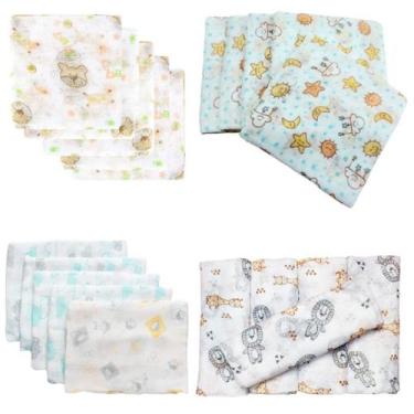 Imagem de Kit Com 10 Fralda De Pano Bebê 60X60 100% Algodão Neutro - Dugu