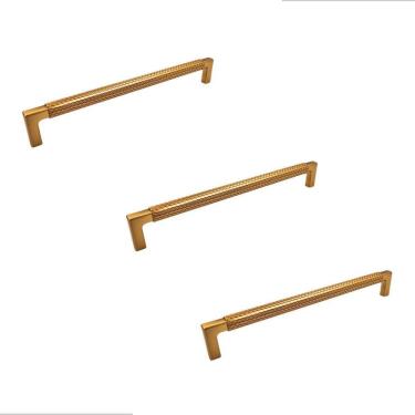 Imagem de Kit 3 Puxador Zigrinato Il1780 192Mm Bronze Esc   Dourado  