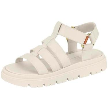 Imagem de Sandalia Moleca Casual Tratorada Flat, 35, Branco