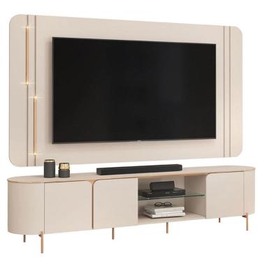 Imagem de Rack Bancada com Painel Ariana Off White – DJ Móveis