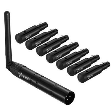 Imagem de Donner Transmissor Receptor sem fio DMX512 DJ 2.4G DMX Controlador sem fio 7 receptores com bateria integrada e cúpula de luz e 1 transmissor para barra de festa de palco de LED, controle de
