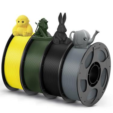 Imagem de ANYCUBIC Pacote de filamento PETG de 1,75 mm, filamento de impressora 3D, precisão dimensional +/- 0,02 mm, resistência excepcional, carretel reutilizável de 1 kg, 4 kg preto + textura prata + verde