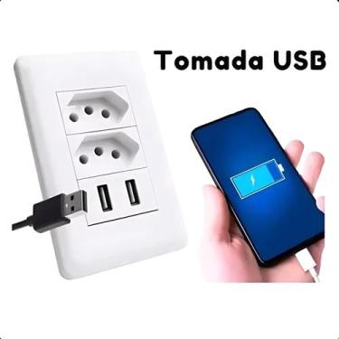 Imagem de Tomada Dupla USB Parede Carregador 10A Branco - FAZA