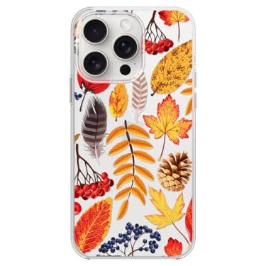 Imagem de Blingy's Capa para iPhone 15 Pro, linda estampa de folhas de outono colorida design de outono transparente macio TPU capa transparente compatível com iPhone 15 Pro 6,1 polegadas (mistura de folhas de outono)