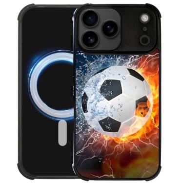 Imagem de DAIZAG Capa para Z10MJ Pro Max, [Compatível com Magsafe] Capa de telefone macia à prova de choque para meninos e homens, futebol de fogo no gelo